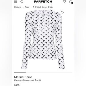 Marine Serre Black Crescent Monogram on White Long Sleeve Top